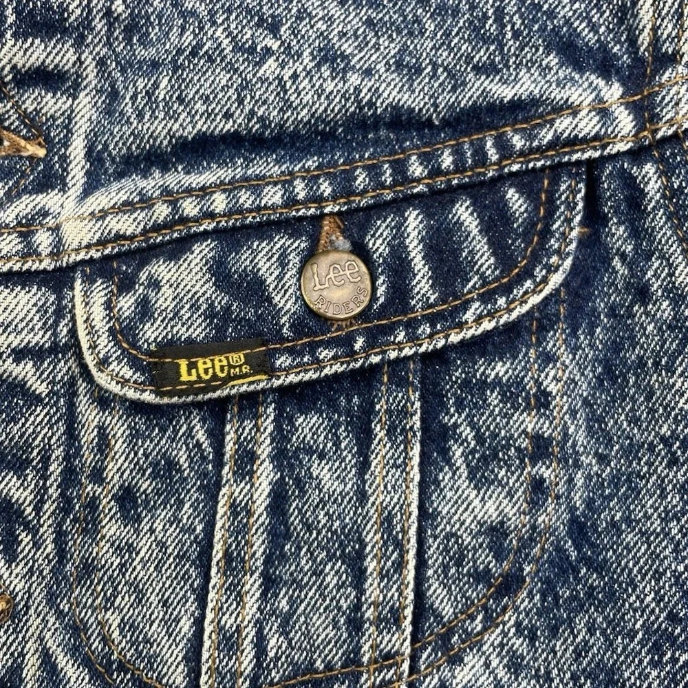 Lee Denim Jacket Kids Size 12 Blue Acid Wash Vintage‎ USA Made Riders Trucker